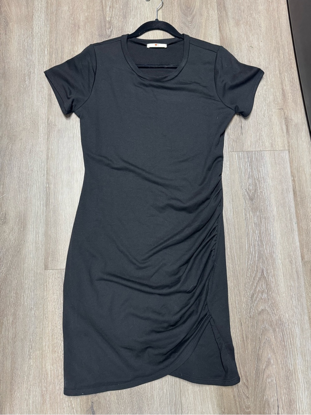 Classic Black Ruched Short Sleeve Dress